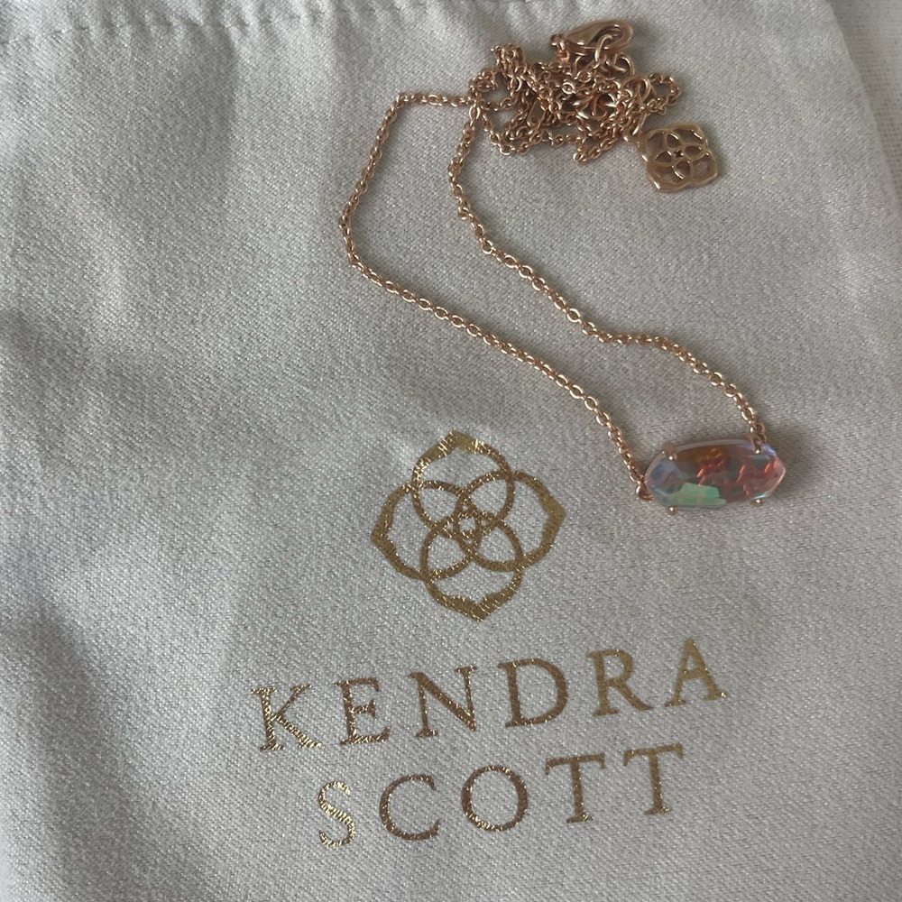 Kendra Scott Rose Gold Necklace with Iridescent Stone